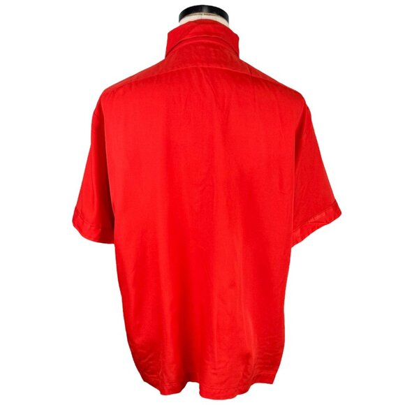 Vintage 70s JCPenney Towncraft XL Red Button-Up Shirt W/ Polka Dot Trim - Picture 3 of 7